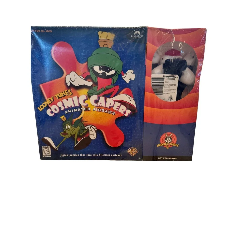 VTG 1998 SEALED Looney Tunes Cosmic Capers Animated Jigsaws PC w/Sylvester Plush